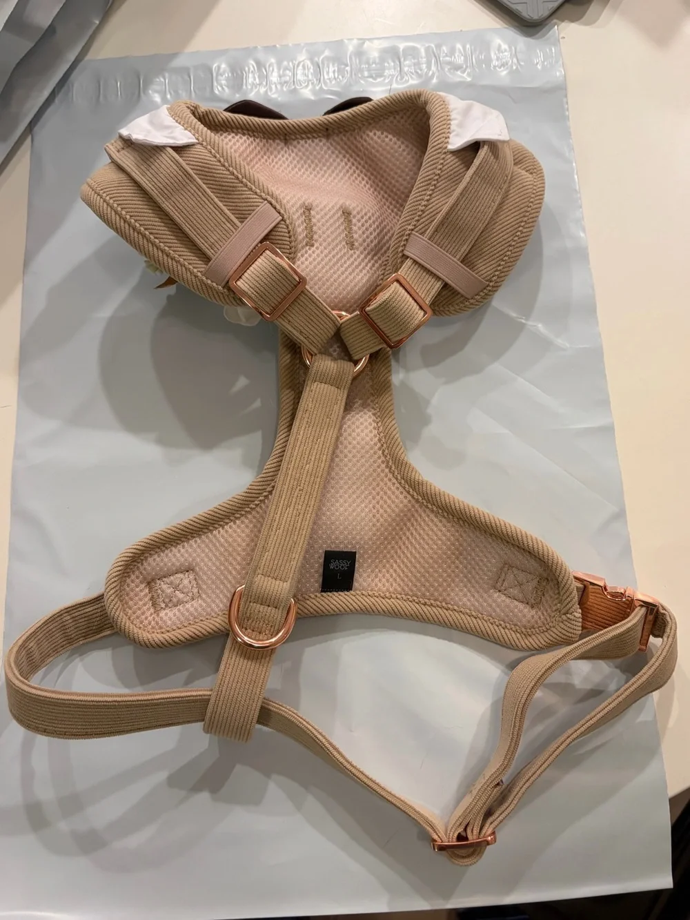 Sassy Woof - Best pup / Dog of Honor Harness with Brown Bow & White Flower